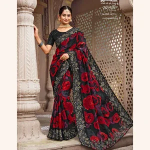 Laxmipati Mastani N-2085 Chiffon Black Saree